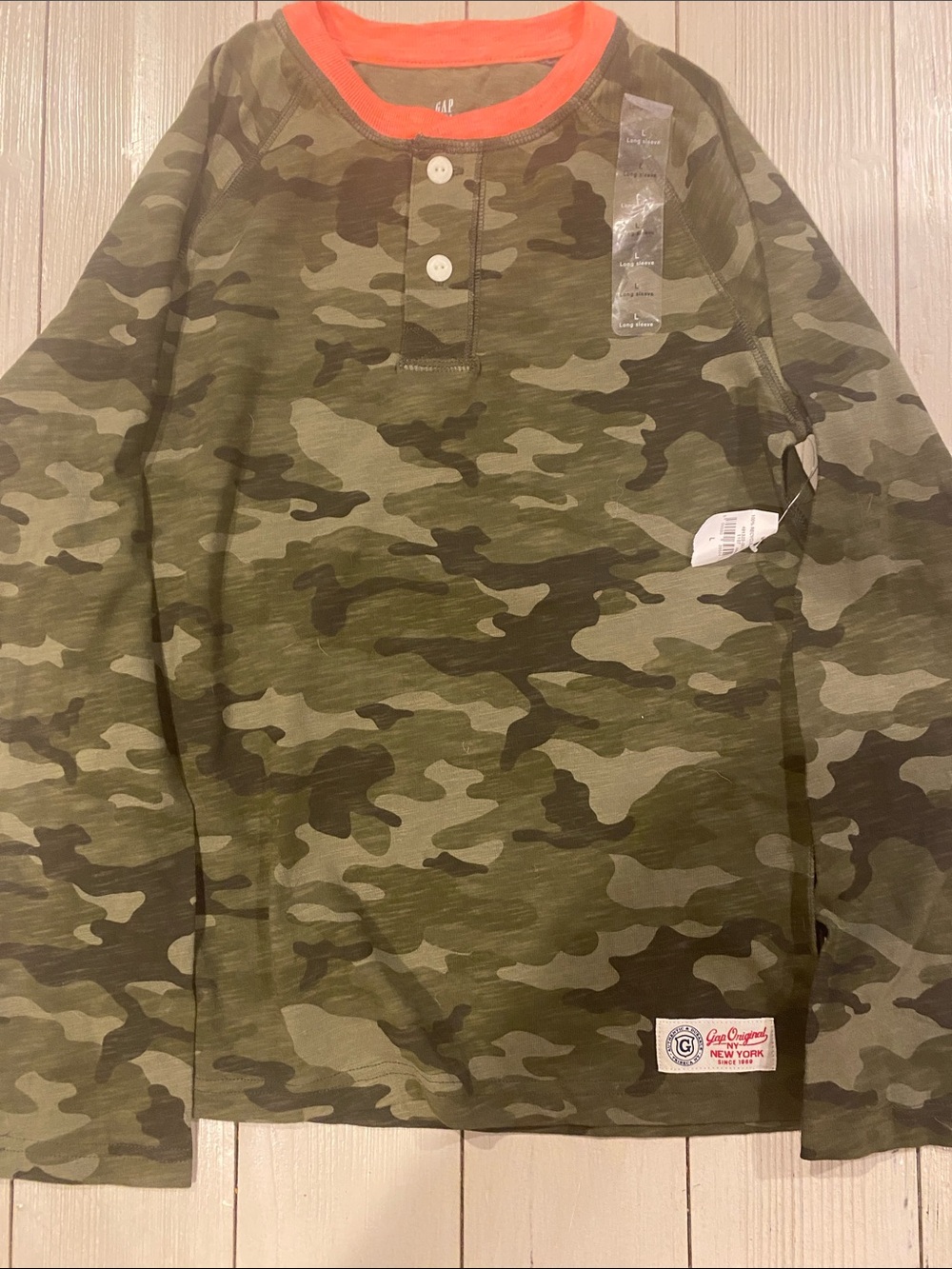 GAP Camo Long-Sleeve Tee with Neon pink Trim